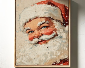 Vintage Portret Świętego Mikołaja Sztuka Ścienna na Boże Narodzenie