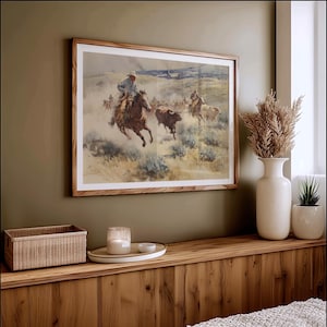 Cowboys Treiben Vieh Western Ranch Gemälde