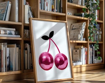 Pink Disco Cherry Art | Fun Modern Pop Wall Decor