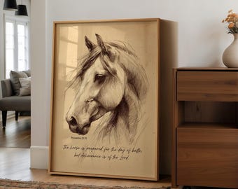 Proverbs 21:31 Horse Sketch Scripture Art – Battle and Deliverance