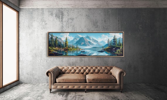Panoramic Glacier National Park Mid Century Modern Styled Canvas Wall Art