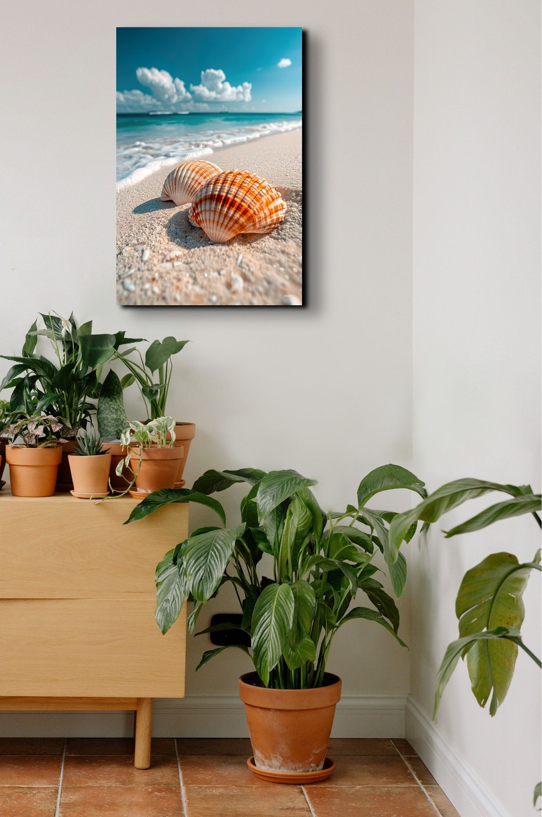 Sea Shell Canvas Wall Art Print, Ocean Beach Wall Decor, Extra Large