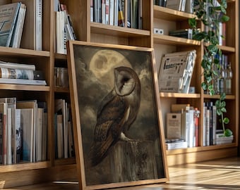 Majestic Barn Owl Under the Full Moon
