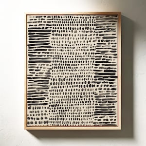 Minimalistisk canvas med svarta prickar | Abstrakt bläckmönster på väggen