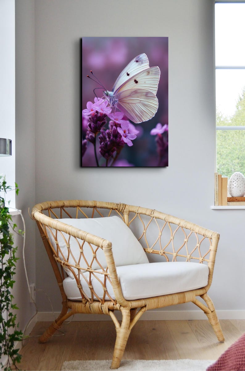 Flowers and Moths Painting Canvas Wall Art Print Canvas Print Botanical