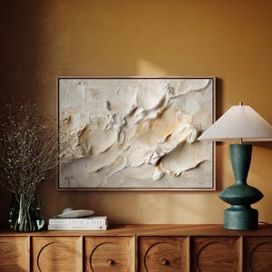 Neutral Abstract Textured Canvas, Modern Beige Wall Art, Minimalist Cream Painting, Thick Brushstroke Artwork, Contemporary Home Decor