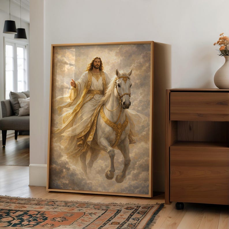 Jesus Riding White Horse Wall Art | King of Kings Christian Canvas ...