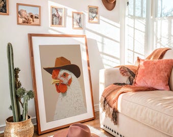 Cowboy Huhn mit Westernhut Portrait