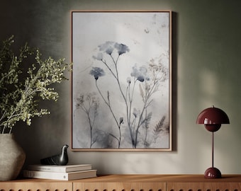 Minimalistische Botanische Ink Wash Wandkunst