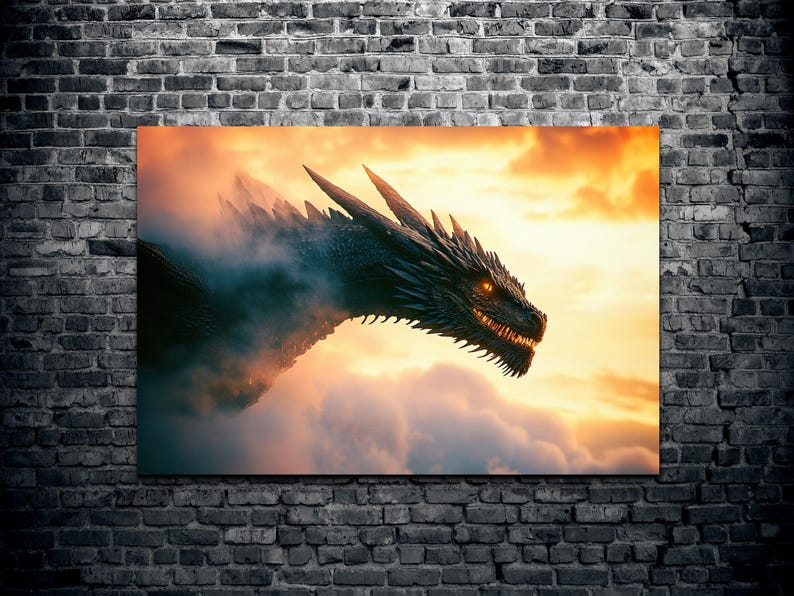 Dragon Canvas Wall Art, Fantasy Wall Art, Dragon Art, Colorful Dragon