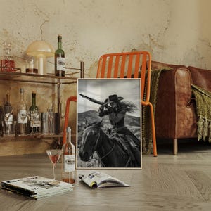 Cowgirl Sharpshooter | Black and White Western Wall Art