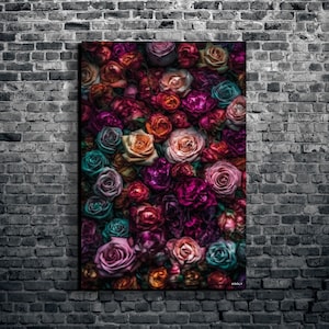 Colorful Rose Flowers Canvas, Colorful Roses Wall Art, Nature Style Large Canvas 1.5&quot;