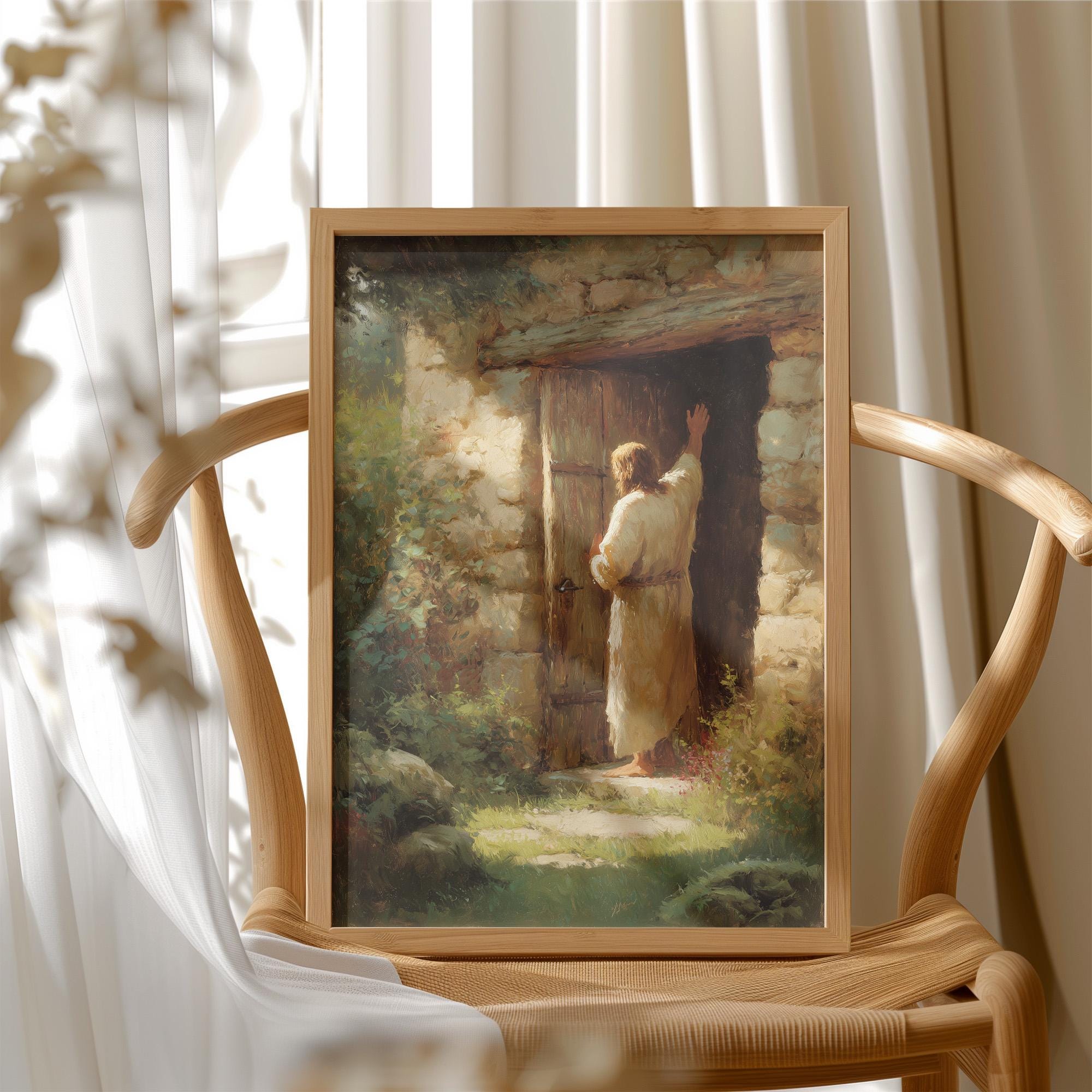 Jesus Knocking at the Door Canvas Wall Art | Behold I Stand at the Door ...