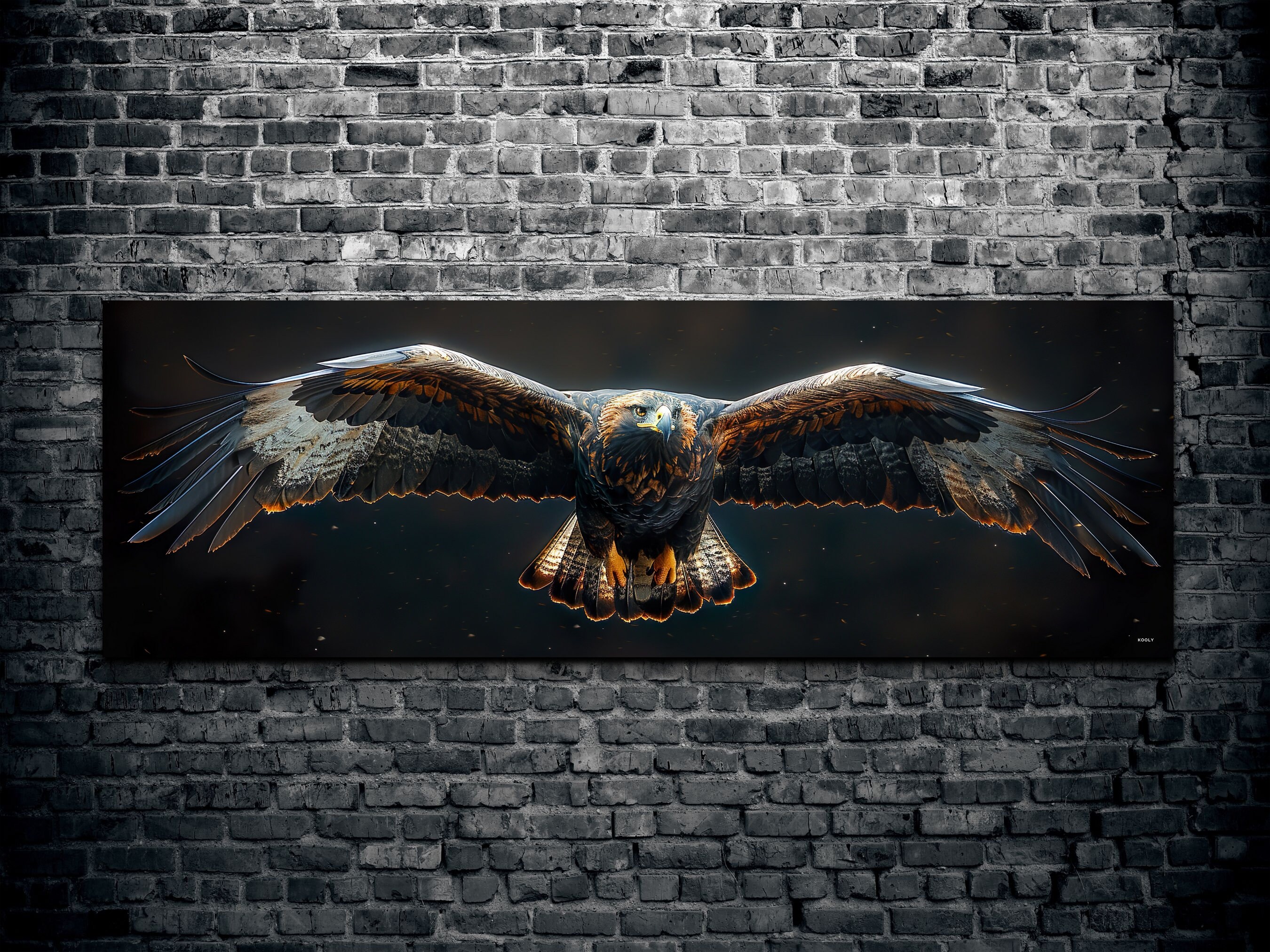 Golden Eagle Wall Art Canvas Print, Eagle Flying Nature Scene, Majestic ...