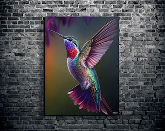 Hummingbird Canvas Wall Art, Flying Hummingbird Wall Decor Canvas Wall Art  Print Extra large Wall Art