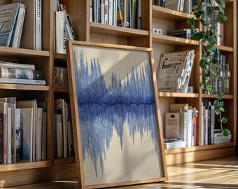 Blaue Soundwave abstrakte Linie Kunst