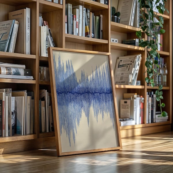 Arte lineal abstracto de ondas sonoras azules