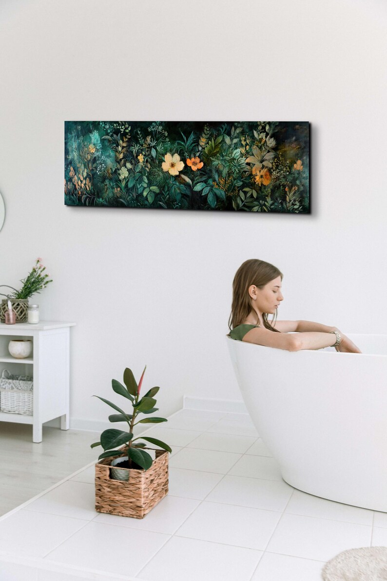 Wildflowers at Night, Wildflowers Field Landscape Wall Art, Panoramic