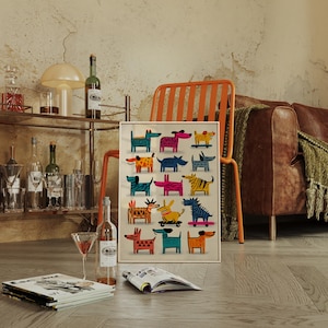 Whimsical Dogs in Bold Colors and Patterns