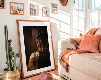 Horse and Dog Friendship Rustic Portrait