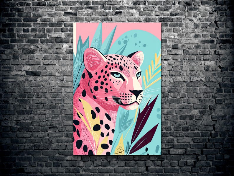 Pink Pastel Cheetah Ready to Hang Canvas Wall Art Print, Andy Warhol