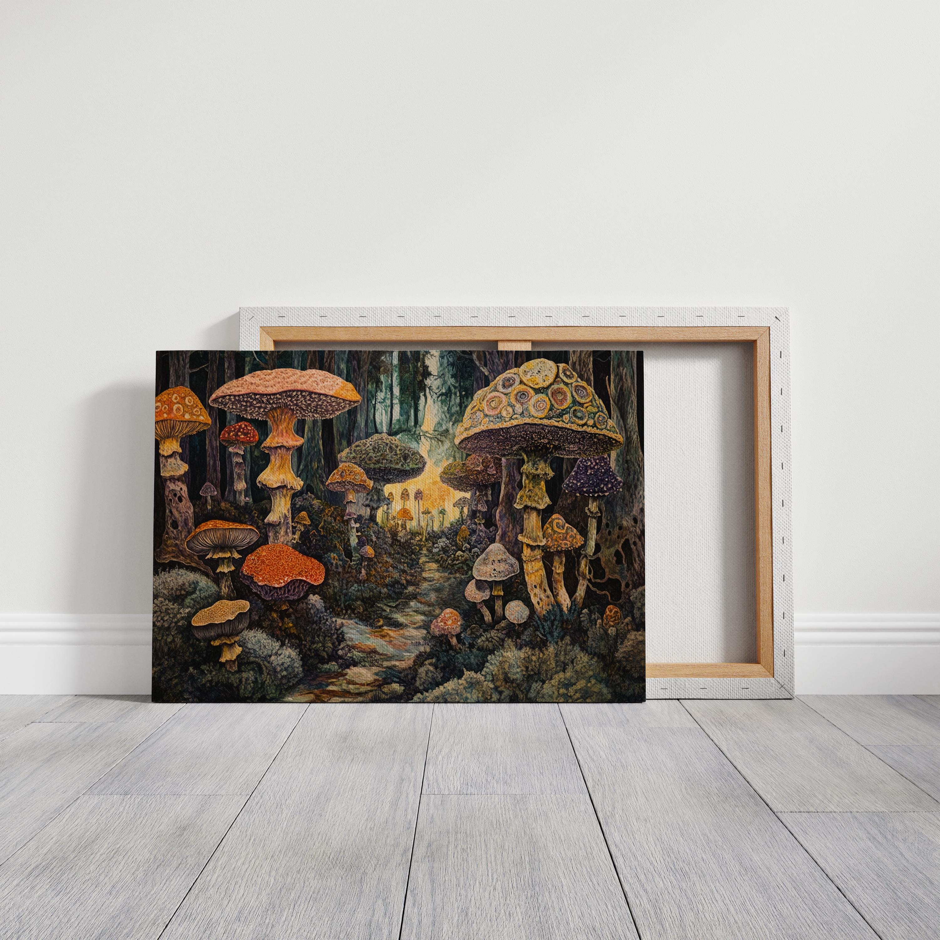 Whimsical Mushroom Forest Canvas Wall Art - Fantasy Fungi Wonderland ...