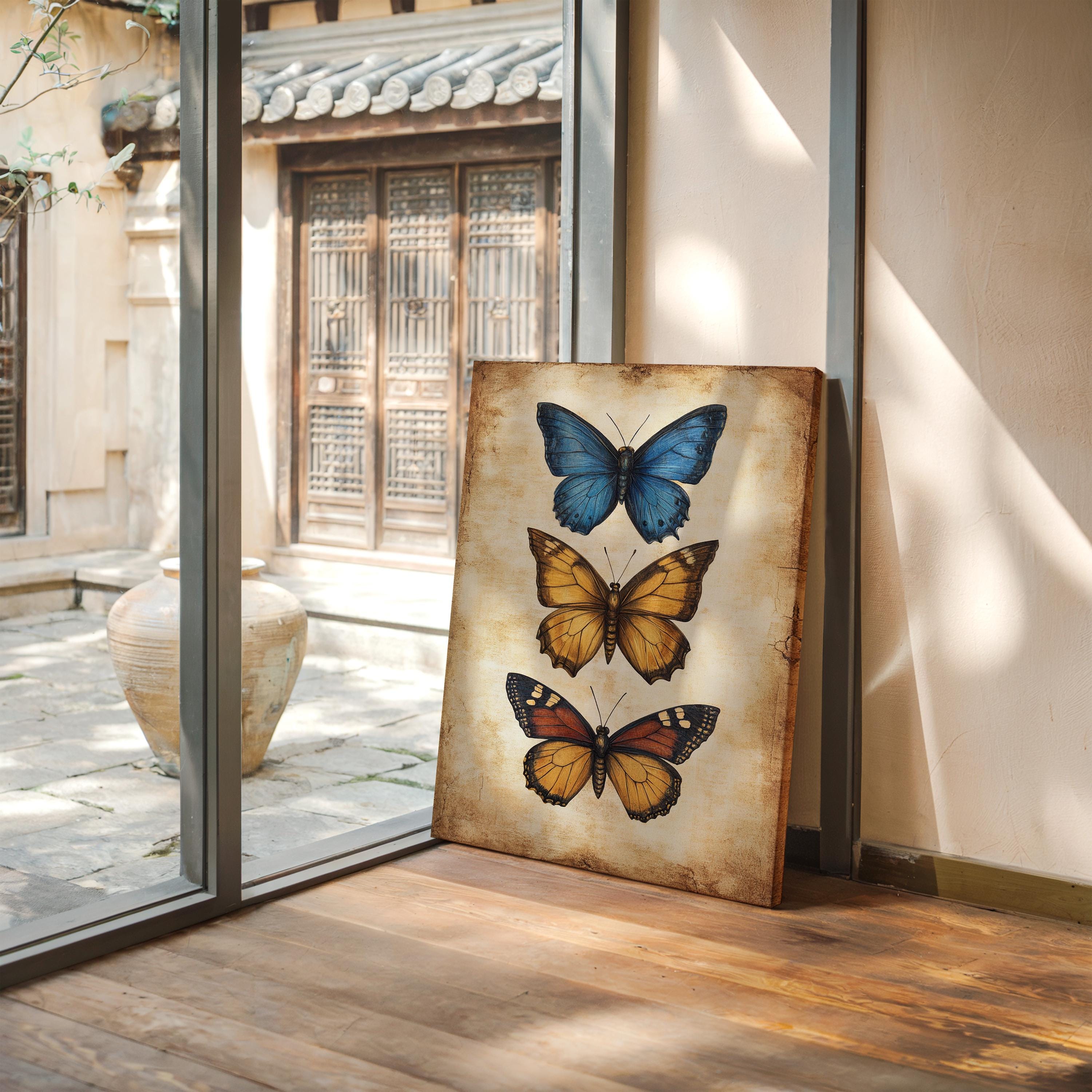 Vintage Butterfly Art Print, Antique Entomology Wall Decor, Rustic ...
