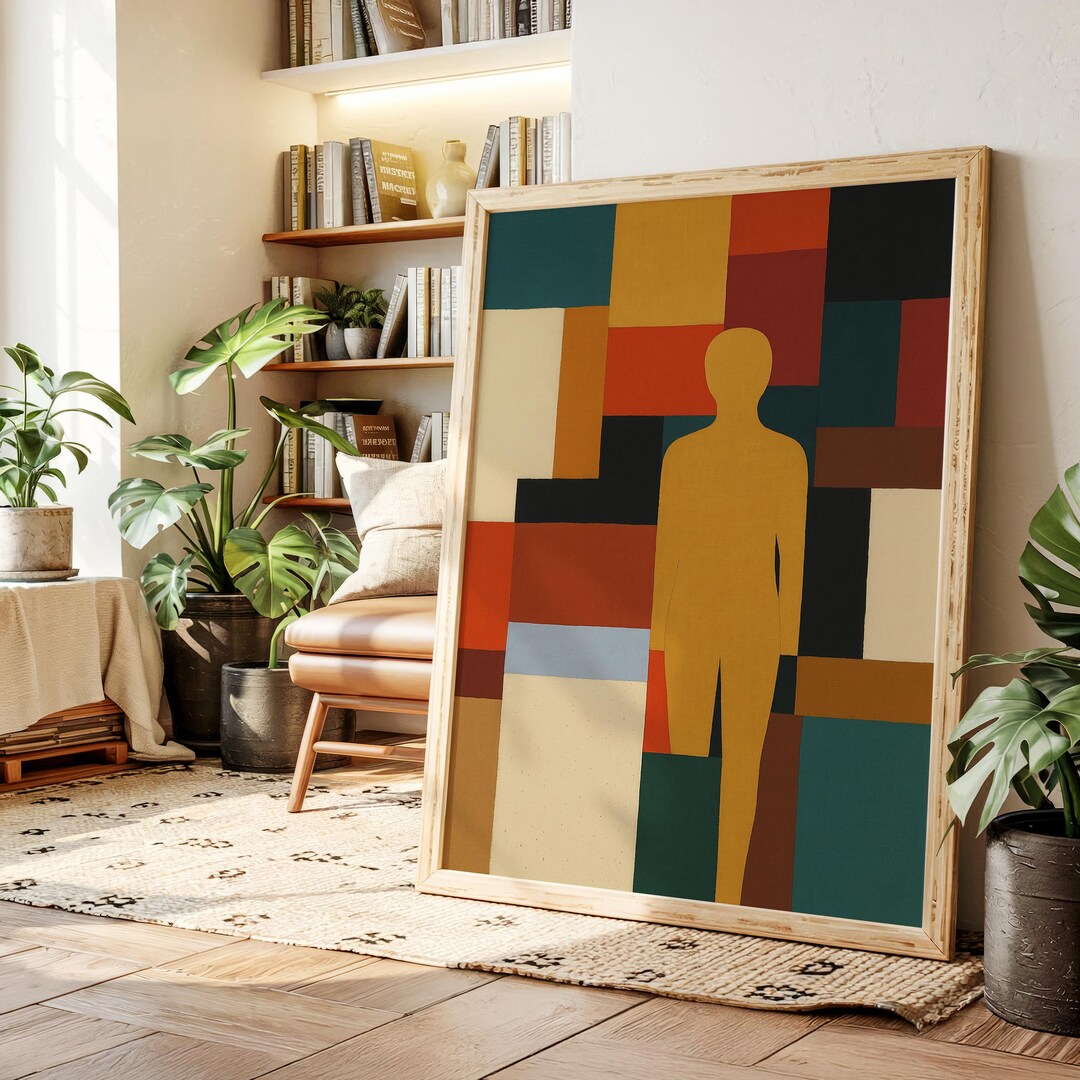 Geometric Abstract Human Silhouette – Color Block Modern Art Canvas in ...