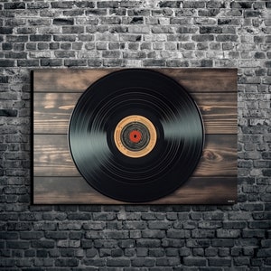 Arte de pared de lienzo de disco de vinilo vintage, decoración del hogar de disco de vinilo antiguo, decoración de música, lienzo de estilo de galería