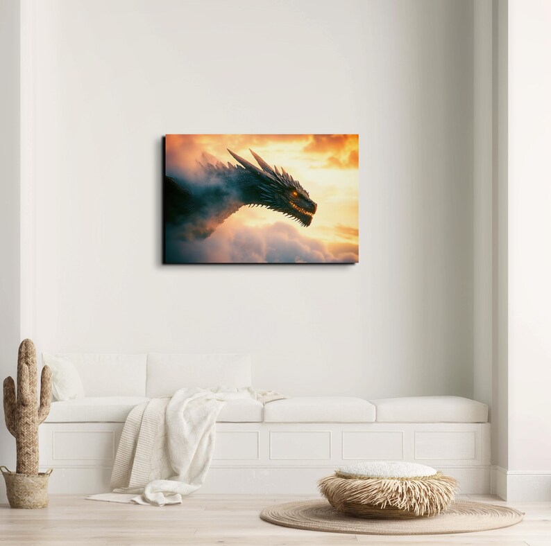 Dragon Canvas Wall Art, Fantasy Wall Art, Dragon Art, Colorful Dragon