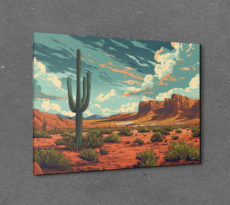 Southwest Desert Arizona Canvas Art Print, Desert Canvas Art, Cactus ...