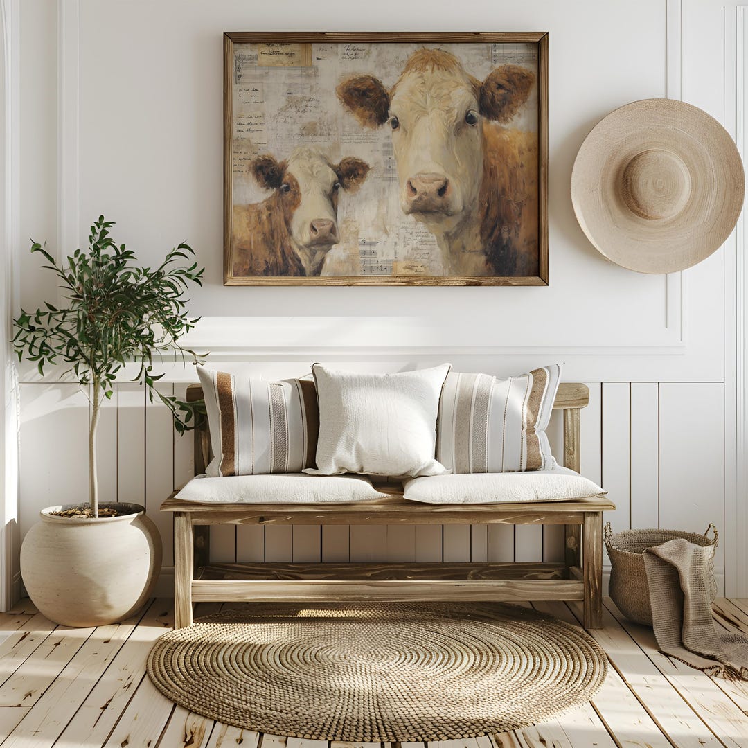 Rustic Fall Background Cow Rustic Cow Portraits With Vintage Music Background - Etsy