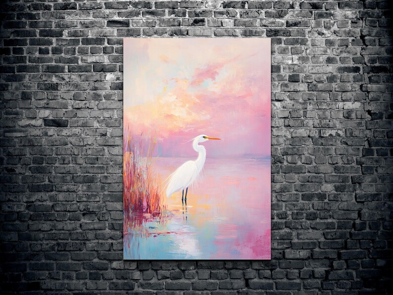 Watercolor Blue Herron Ready to Hang Canvas Wall Art, Herron Art