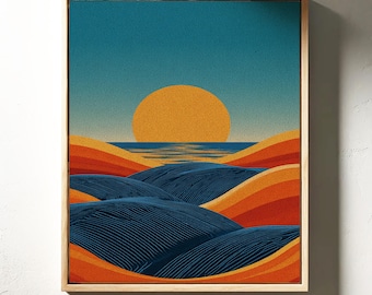 Retro Sunset Abstract Landscape