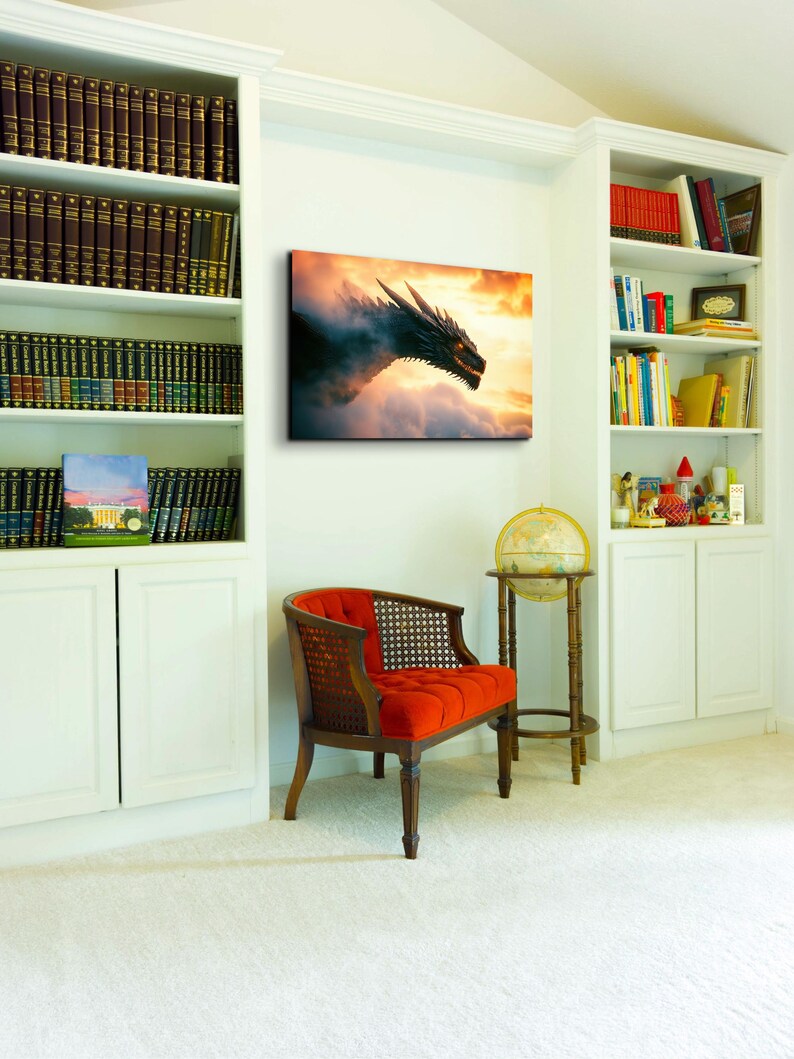 Dragon Canvas Wall Art, Fantasy Wall Art, Dragon Art, Colorful Dragon