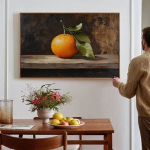 Vintage Orange Still Life Canvas, Rustic Fruit Wall Art, Kitchen Decor, Citrus Oil Painting, Classic Botanical Print