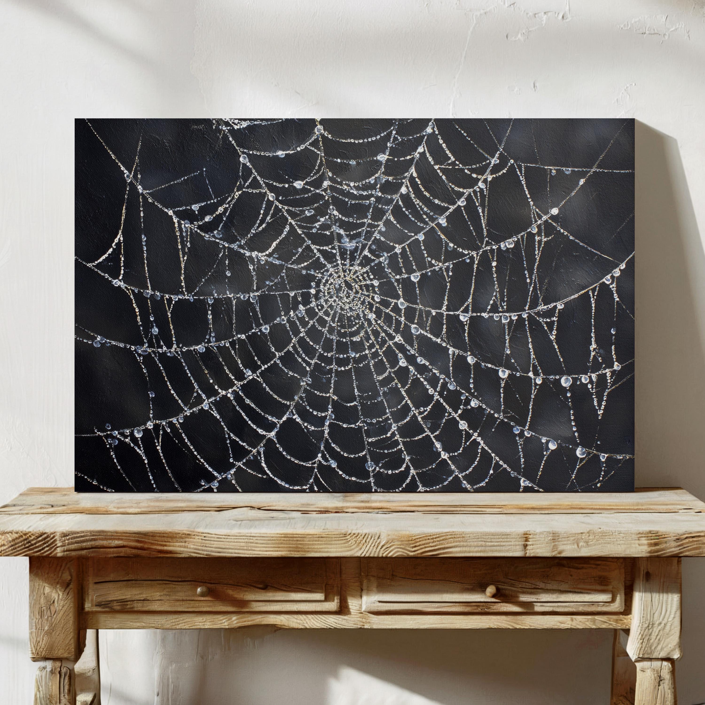 露に覆われた蜘蛛の巣 | ゴシックな自然を描いたウォールアート - Etsy