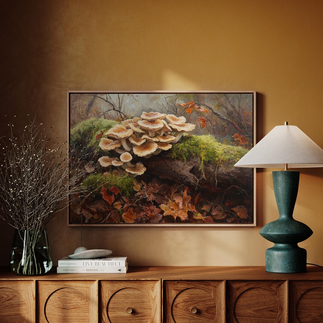 Mushroom Canvas Wall Art Autumn Forest Decor Rustic Woodland Mushrooms ...
