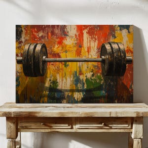 Gym Barbell Canvas Wall Art, Weightlifting Motivation Poster, Bold Fitness Decor, Powerlifting Art, Home Gym Workout Inspiration