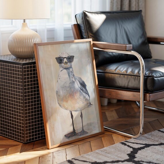 Cool Seagull in Sunglasses Coastal Humor Wall Art - Etsy
