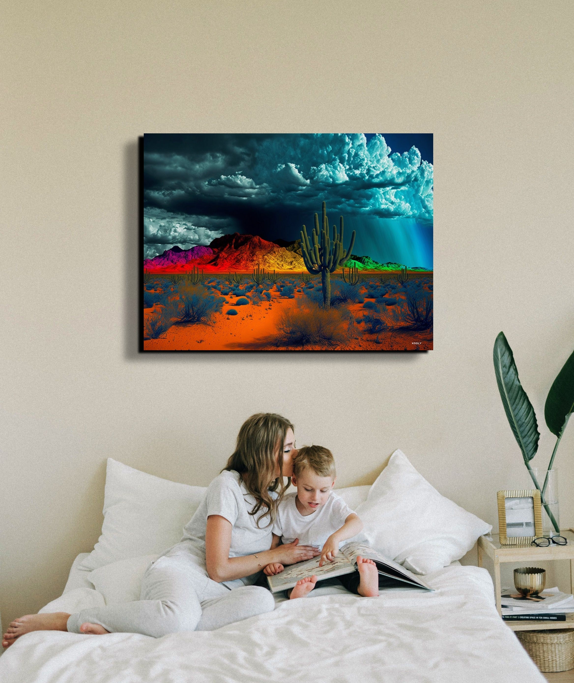 Rainbow Colored Southwest Desert Canvas Wall Art Colorful Etsy