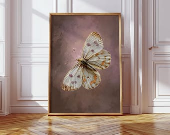 Elegant Butterfly Wall Art Print, Realistic Insect Illustration, Nature Botanical Decor, Vintage Style Butterfly Artwork for Home