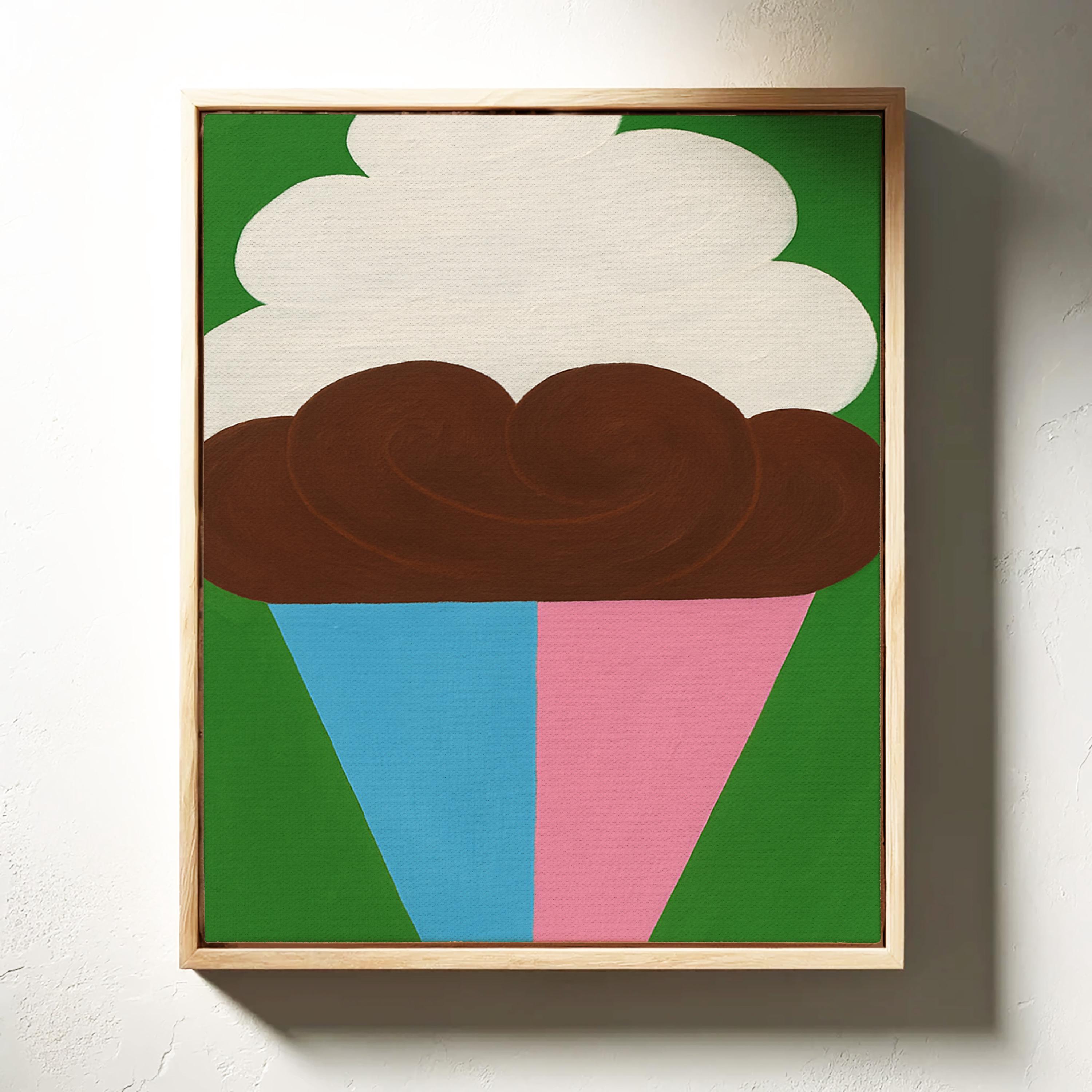 Pop Art Ice Cream Cup Painting | Colorful Modern Dessert Wall Art