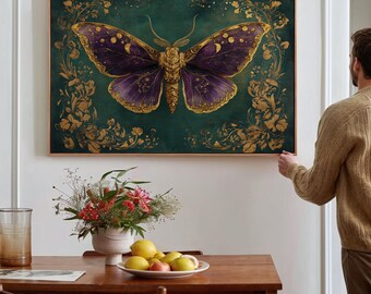 Vintage Butterfly Wall Art Decor - Gold Framed Canvas Print 12x16 Inch, Aesthetic Home Decor For Living Room, Bedroom