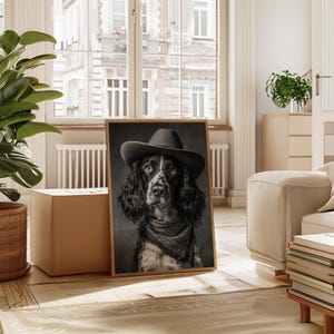 Cowboy Dog Portrait | Rustic Western Pet Wall Art