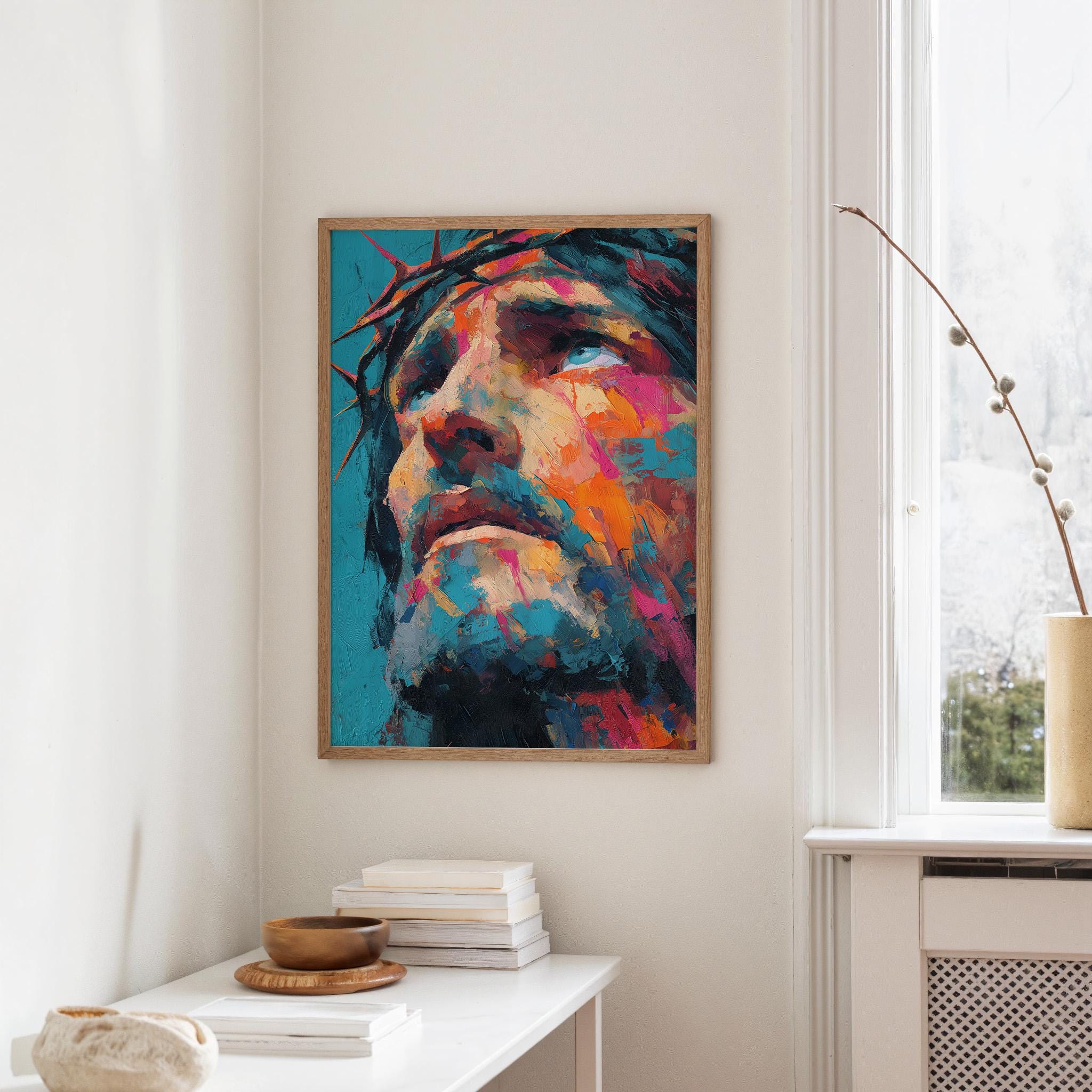 Vibrant Jesus Portrait In Bold Impasto Colors Etsy vibrant-jesus-portrait-in-bold-impasto-colors-etsy