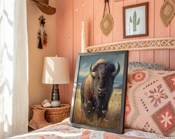 Majestätischer Bison in goldener Prärie-Landschaft