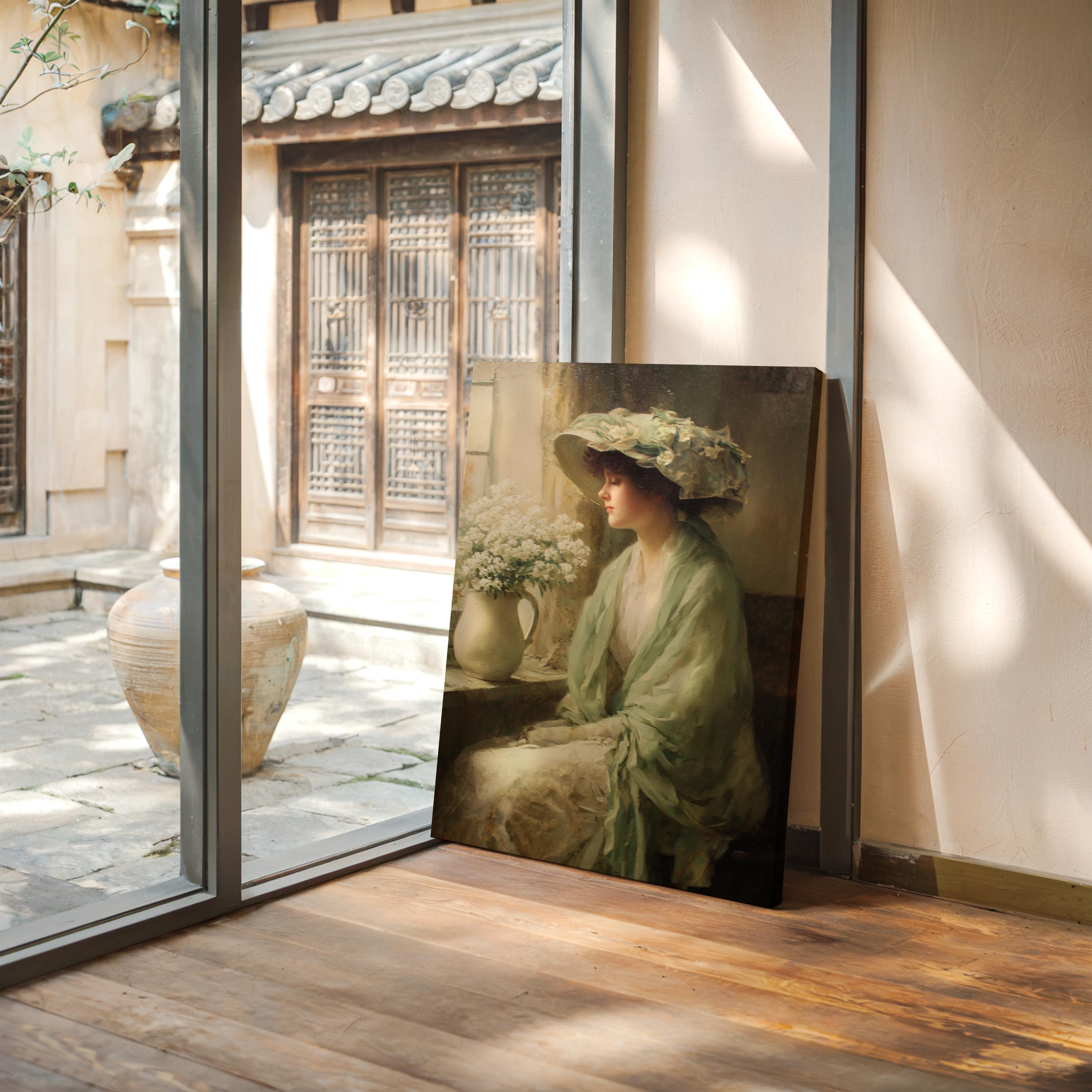 Vintage Lady by Window With Flowers Canvas Art – Elegant Victorian ...