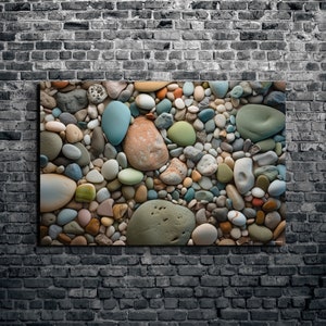 Beach Rocks and Pebbles Canvas Wall Art, Nature Earth home décor, Farmhouse 1.5&quot; Gallery Style Canvas