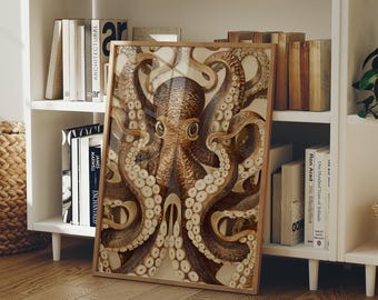 Ingewikkelde octopustentakels in vintage nautische stijl